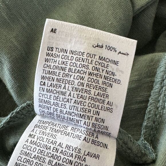 Style & Co 1X-Large Top Roll-Tab Sleeve Stretch Button Neck Burnout Fabric Green - Picture 9 of 9